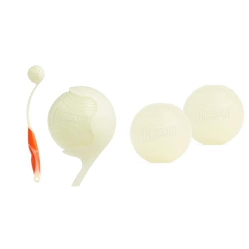 Chuckit! Pro 18 Inch Ball Launcher with 3 Max Glow Balls (2.5 Inch) - Dog Fetch Bundle for Medium Dogs