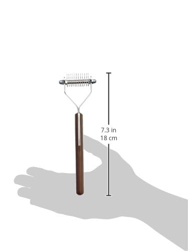 Mars Coat King Blunt Dematting Undercoat Grooming Rake Stripper Tool for Dogs and Cats, Stainless Steel with Wooden Handle, Made in Germany, 12-Blade