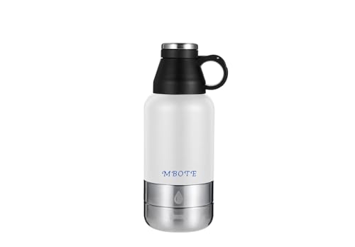 3-in-1 Portable Dog Water Bottle, 32oz Stainless Steel Insulated, Includes 2 Collapsible Bowls - Leakproof Travel Water Dispenser for Dogs