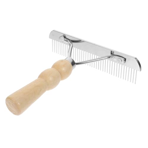 Balacoo 2 Pcs Undercoat Rake for Dogs, Pet Horse Hair Comb with Non-Slip Wooden Handle, Steel Comb for Medium & Large Pets Dog Cat Horse