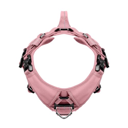 ICEFANG GN8 Tactical Dog Harness for Small Sized Dogs,Full Metal Buckles,Reflective in Training Walking K9 Dog Vest,No-Pull Front Leash Clip,Adjustable Pet Harness (Pink, S (Pack of 1)) - color: Pink, size: Small (Pack of 1)