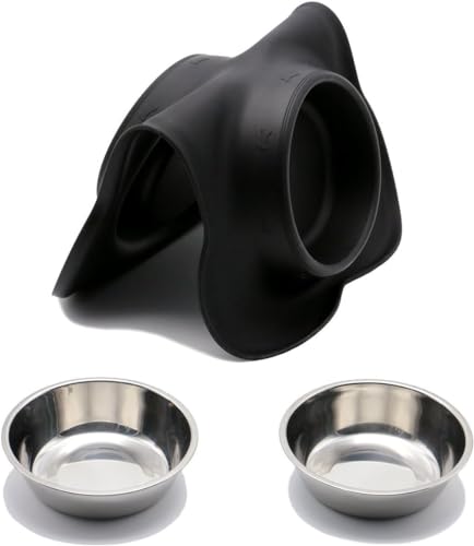 Dog Bowls Stainless Steel Bowls with No Spill Skid Resistant Silicone Mat, 24oz 48oz Dog Food and Water Bowl Set Feeder for Small Medium Large Size,Dogs,Cats Pets Puppy Dish - size: Small/12oz each