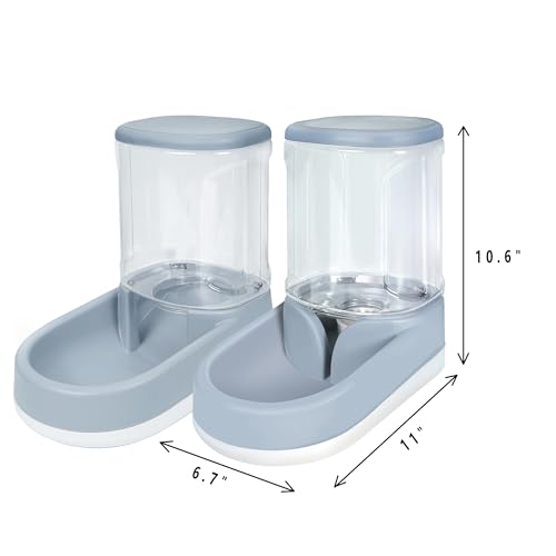 MOLOPARTY Automatic Dog Cat Feeder and Water Dispenser Gravity Food Feeder and Waterer Set with Pet Food Bowl for Small Medium Dog Puppy Kitten, Large Capacity 1 (Pet Feeder and Waterer Set)