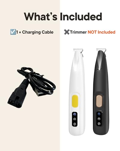 FURBONA Replacement Charging Cable for 18mm Paw Trimmer FB-PT02YE-US & FB-PT02BL-US, USB-A Power Cord, 50cm / 20in Backup Charger, 5V Charging Cable