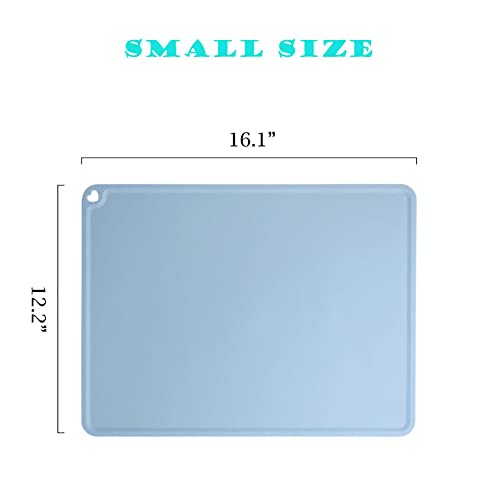 JiangYanus Silicone Pet Feeding Mat for Dog Cat Bowls, Non Slip Waterproof | Cat & Dog Bowl Mats Tray with Raised Edges for Food and Water, Pet Bowl Mat Dog Placemats to Prevent Water Spills on Floor - color: Blue