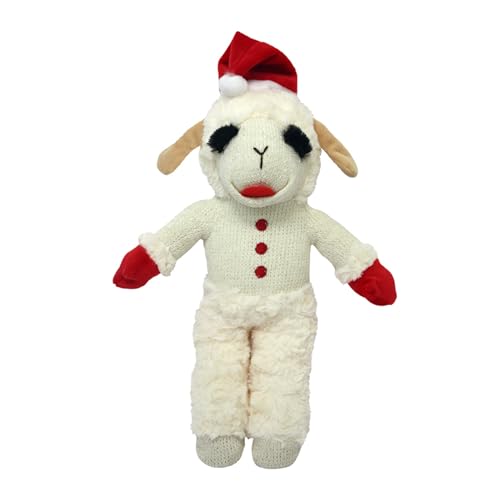 Multipet Lamb Chop Dog Plush Toy w/Santa Hat - Dog Toy for All Dogs - Extra Soft Plush - Stuffed Animal for Cuddling & Playing (10.5”, Cream) - size: 10.5", style: Santa Hat