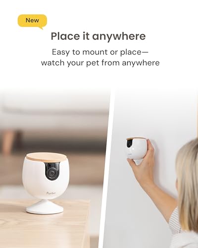 Furbo Mini Pet Camera: Basic See & Talk Features, No AI Alerts, No Subscription Required, Pet Security Cam w/Barking/Meowing Alerts, Rotating View, 2-Way Audio, Smart Home Monitoring - style: Mini Camera