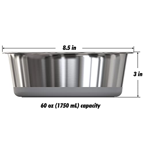 2.5 lb Weighted Dog Bowl - No Slip, No Tip - Heavy Stainless Steel Dog Bowl with Silicone Rubber Foot | Heavy Stainless Steel dog bowl with silicone rubber foot