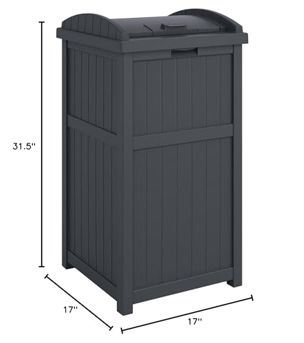 Suncast 4 Pack Outdoor Waste Bin Trash Hideaway Container with Latching Lid, 33 Gallon Capacity - color: Cyberspace, size: 4 Pack