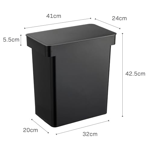 YAMAZAKI Home Tower Airtight Pet Food Storage Container - Cat And Dog Food Holder Bin With Transparent Lid And Handle - Extra Large - Polypropylene - 6.6 Gallons, 25 Liters - color: Black, size: Extra Large