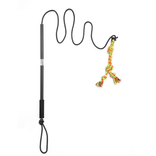 Interactive Flirt Pole Toy for Dogs Chase and Tug of War,Durable Teaser Wand with Pet Fleece Rope Tether Lure Toy to Outdoor Exercise & Training for Small Medium Large Dogs (Black) - color: black