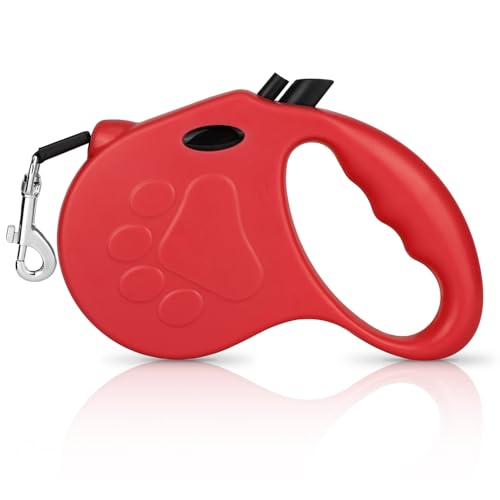 Retractable Dog Leash, 16ft Dog Walking Leash for Small Dogs up to 77lbs, Non-Slip Handle - Red