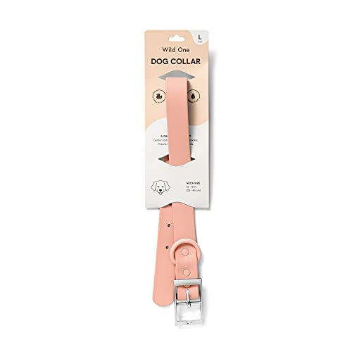 Wild One Dog Collar, Easy-Clean, All Weather Flex-Poly Strap with Metal, Durable, Dirt and Odor Resistant (Blush, L) - color: Blush, size: L
