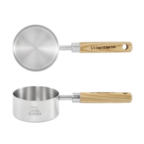 Stainless Steel Pet Food Scoop – Measuring Cup for Dogs & Cats, 304 Stainless Steel, with Precision Scale Markings (1/2Cup(125ml)) - size: 1/2Cup(125ml)