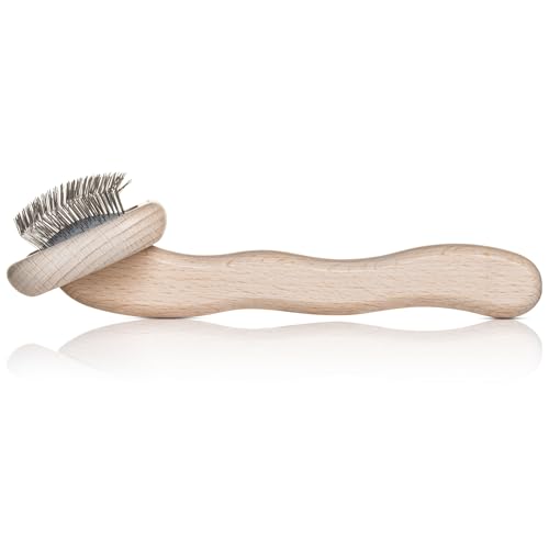 Chris Christensen Mark I Slicker Brush for Dogs, 12mm Pins, Groom Like a Pro, Handcrafted Lightweight Beechwood Ergonomic Handle, Stainless Steel Pins, A5I X-Small. Made in Germany. - size: Mark I Extra Small