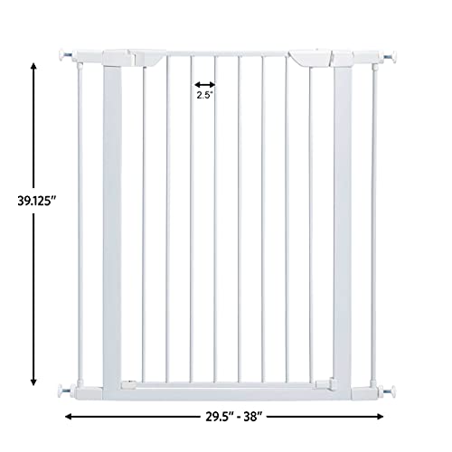 Midwest 39" Steel Walk-Thru Dog Gate, White | Pressure Mounted, Expands 29.5"- 38" Wide, Auto-Close Door, Spring-Loaded Latch, Includes Two 3" Extensions - color: White, size: 39-Inch