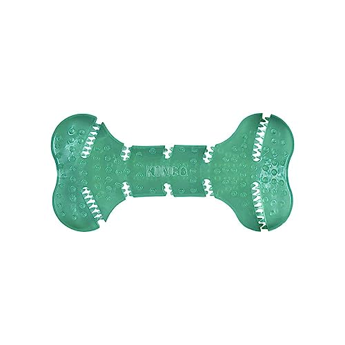 KONG Squeezz Dental Bone - Dog Toy for Cleaning Teeth - Flexible Chew Toy for Gentle & Mild Chewers - for Medium/Large Dogs - style: Bone