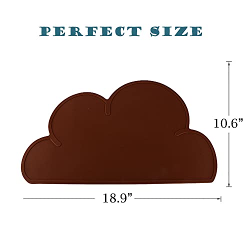 JiangYanus Dog Cat Food Bowl Mat, Waterproof Silicone Pet Feeding Mat | Placemat for Food and Water Bowls, Nonslip Cat Dog Food Placemat Tray Mat, Raised Edges to Prevent Water Spills on Floors - color: Brown
