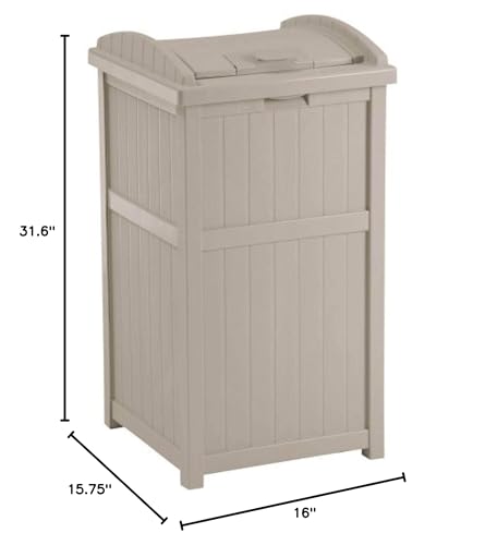 Suncast 30-33 Gallon Deck Patio Resin Garbage Trash Can Hideaway, Taupe (4 Pack) - color: Taupe, size: 4 Pack