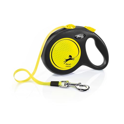 Flexi Neon Retractable Dog Leash (Tape) , 16 ft, Large, Black/Neon - size: Large (Pack of 1)
