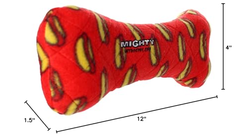 MIGHTY Tuffy 2 Pack Bone Dog Toy: Ultra Durable Plush Toy with Multiple Layers & Reinforced Seams, Washable and Floats, Vinyl Bone & Fleece - color: 2PK Red Bone