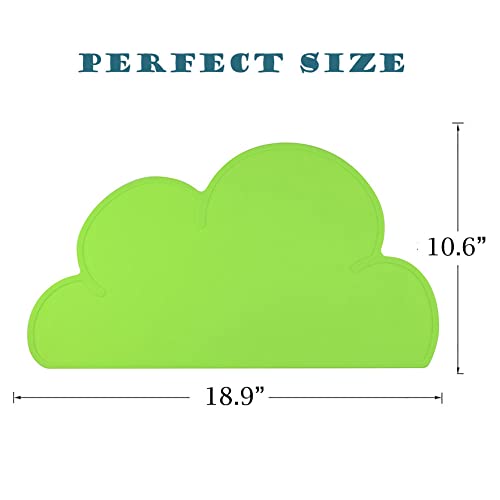 JiangYanus Dog Cat Food Bowl Mat, Waterproof Silicone Pet Feeding Mat | Placemat for Food and Water Bowls, Nonslip Cat Dog Food Placemat Tray Mat, Raised Edges to Prevent Water Spills on Floors - color: Glass Green