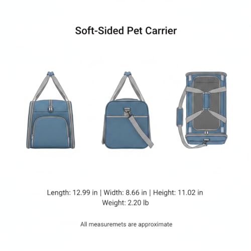 Durable Oxford Cloth Soft-Sided Pet Carrier, Foldable Travel Crate for Cats and Small Dogs up to 15 lbs, Portable Collapsible Bag for Car and Vet Visits