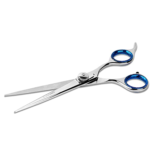 Laazar Pet Grooming Set - 7" Straight Pet Grooming Scissors & 6.5" Pet Thinning Shears with 42 Teeth | Professional Dog Scissors Kit | Use as Cat and Dog Shears - size: 7 Inch