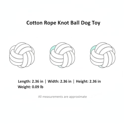 Cotton Rope Knot Ball Dog Toy, Braided Chew and Tug Play Item, 2.4 Inch (1 Set)