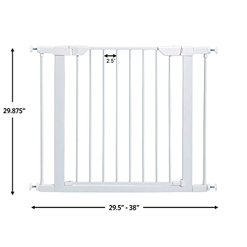 Midwest 29" Steel Walk-Thru Dog Gate, White | Pressure Mounted, Expands 29.5"- 38" Wide, Auto-Close Door, Spring-Loaded Latch, Includes Two 3" Extensions - color: White, size: 29-Inch