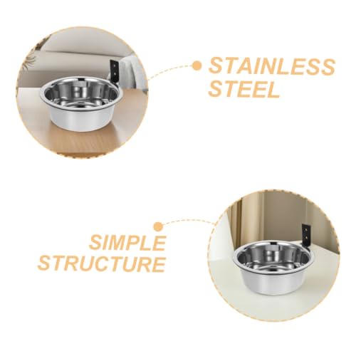 Toyvian 2sets Wall Mounted Elevated Dog Bowl Stainless Steel Feeding Station for Dogs Space-Saving Design Easy to Clean for Crates and Cages
