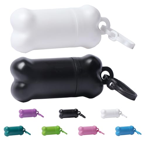 2 Pieces Portable Dog Treat Pouch for Leash, Mini Treat Holder Small Dog Treat Bag for Training, Waterproof Pet Snack Container Airtight (Black&White) - color: Black&White