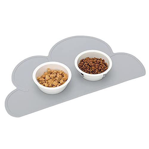 JiangYanus Dog Cat Food Bowl Mat, Waterproof Silicone Pet Feeding Mat | Placemat for Food and Water Bowls, Nonslip Cat Dog Food Placemat Tray Mat, Raised Edges to Prevent Water Spills on Floors - color: Grey
