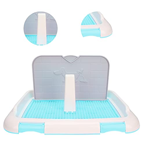 Dog Toilet Pad, Reusable Indoor Potty Tray with Dry Paw Drainage and Removable Wall for Small Apartment Plastic Blue 18.3 x 13.9 x 9.3 in 1 Pack