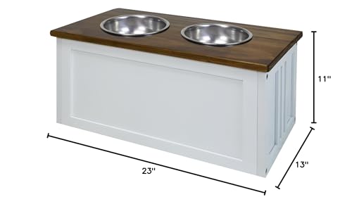 Casual Home Pet Feeder Storage Stand for Dogs - Medium to Large Breeds - color: Warm Brown, White (New)
