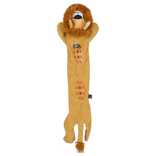 Smithsonian Longamals Lion Plush Dog Toy – 30" Crinkle & Squeaky, Stuffing-Free Interactive Tug Toy for Medium & Large Dogs - color: Lion, size: 30"