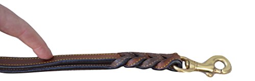 6 Foot Braided Leather Dog Leash with Traffic Handle, Two Handles for Training and Safety, Double Your Control with 2 Locations, Lead for Large and Medium Dogs Brown 6ft x 3/4 Inch - color: Brown