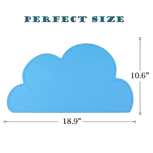 JiangYanus Dog Cat Food Bowl Mat, Waterproof Silicone Pet Feeding Mat | Placemat for Food and Water Bowls, Nonslip Cat Dog Food Placemat Tray Mat, Raised Edges to Prevent Water Spills on Floors - color: Sky Blue