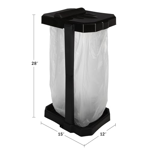Wakeman Heavy Duty Black Trash Bag Portable Trash Bag Holder Stand with 7 Bags - Collapsible Trash Can Camping, RV, Kitchen, or Tailgate Party Garbage Bag Holder - color: Heavy Duty Black
