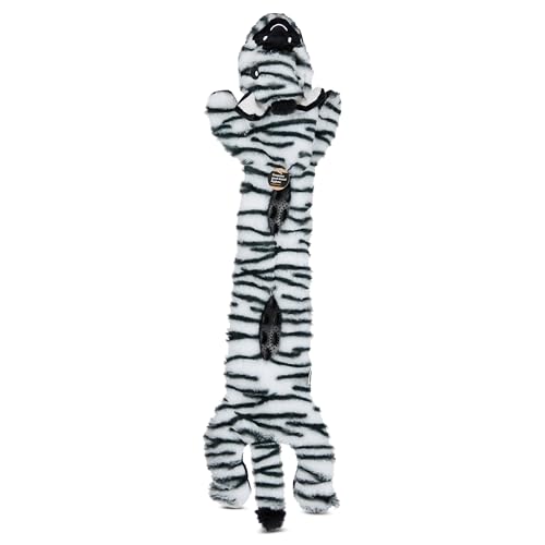 Smithsonian Longamals Zebra Plush Dog Toy – 30" Crinkle & Squeaky, Stuffing-Free Interactive Tug Toy for Medium & Large Dogs - color: Zebra, size: 30"