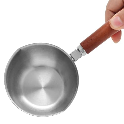 Kichwit Dog Food Scoop Pet Food Scoop 304 Stainless Steel Measuring Cup with Wood Handle, 1 Cup and 1/2 Cup, Pack of 2