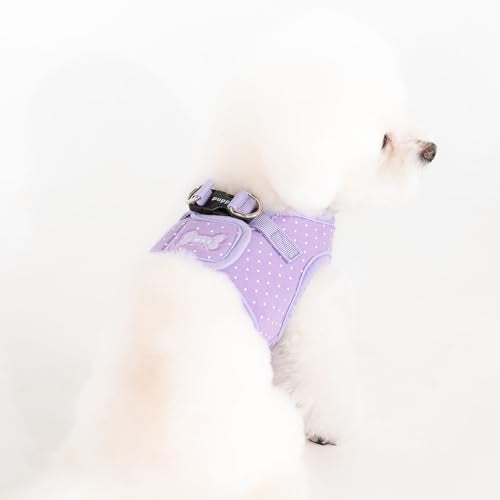 Puppia Dotty Dog Vest Harness B (Step-in) Fashionable Polka Dot Pattern Spring Summer Harness for Small Dogs, Violet, Small - color: Violet, size: Small