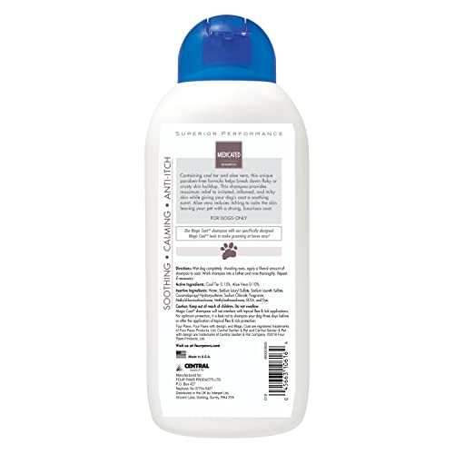 Four Paws Magic Coat Medicated Shampoo for Dogs with Coal Tar, Moisturizing Dog Wash for Itchy Dry Skin, Dog Grooming, Classic Clean Scent, 16 Ounce - size: 16 Ounces (1 Count), style: Medicated Dog Shampoo