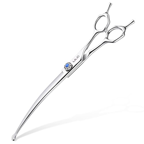 ULG Curved Dog Shears for Grooming, 7 Inch Professional Curved Dog Grooming Scissors for Trimming and Cutting, Japanese Stainless Steel Pet Hair Scissors - size: 7.0 Inch (Curved)