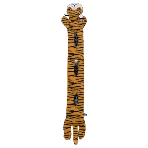 Smithsonian Longamals Tiger Plush Dog Toy – 40" Crinkle & Squeaky, Stuffing-Free Interactive Tug Toy for Medium & Large Dogs - color: Tiger, size: 40"