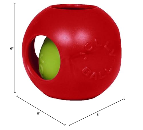 Jolly Pets Teaser Ball Dog Toy, Medium/6 Inches, Red - color: Red, size: Medium (6 in)