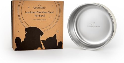 GrandTies Stainless Steel Engraved Pet Bowl | Reusable BPA-Free Insulated Pet Bowls | Large Heavy Duty Non Skid Spill Proof Dog Bowl | Outdoor Water Bowl (24oz, Powder Green) - color: Powder Green, size: 24oz