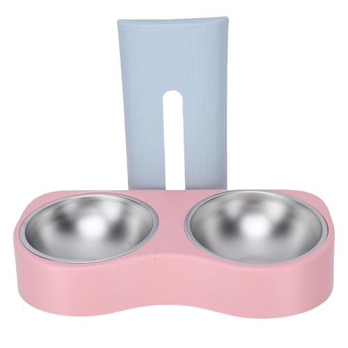 Zerone Elevated Double Bowls Stainless Steel Wall Mounted Pet Feeding Station with Adjustable Height, Anti Tip Feature for Dogs and Cats (Blue Pink) - color: Blue Pink