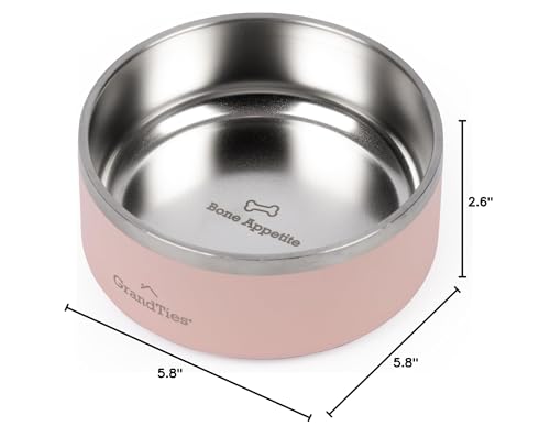 GrandTies Stainless Steel Engraved Pet Bowl | Reusable BPA-Free Insulated Pet Bowls | Large Heavy Duty Non Skid Spill Proof Dog Bowl | Outdoor Dog Water Bowl (18oz, Peach Crème) - color: Peach Creme, size: 18oz