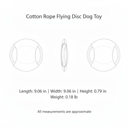 Cotton Rope Flying Disc Dog Toy, Soft Toss Frisbee for Fetch and Tug of War, 9 Inch (1 PC)